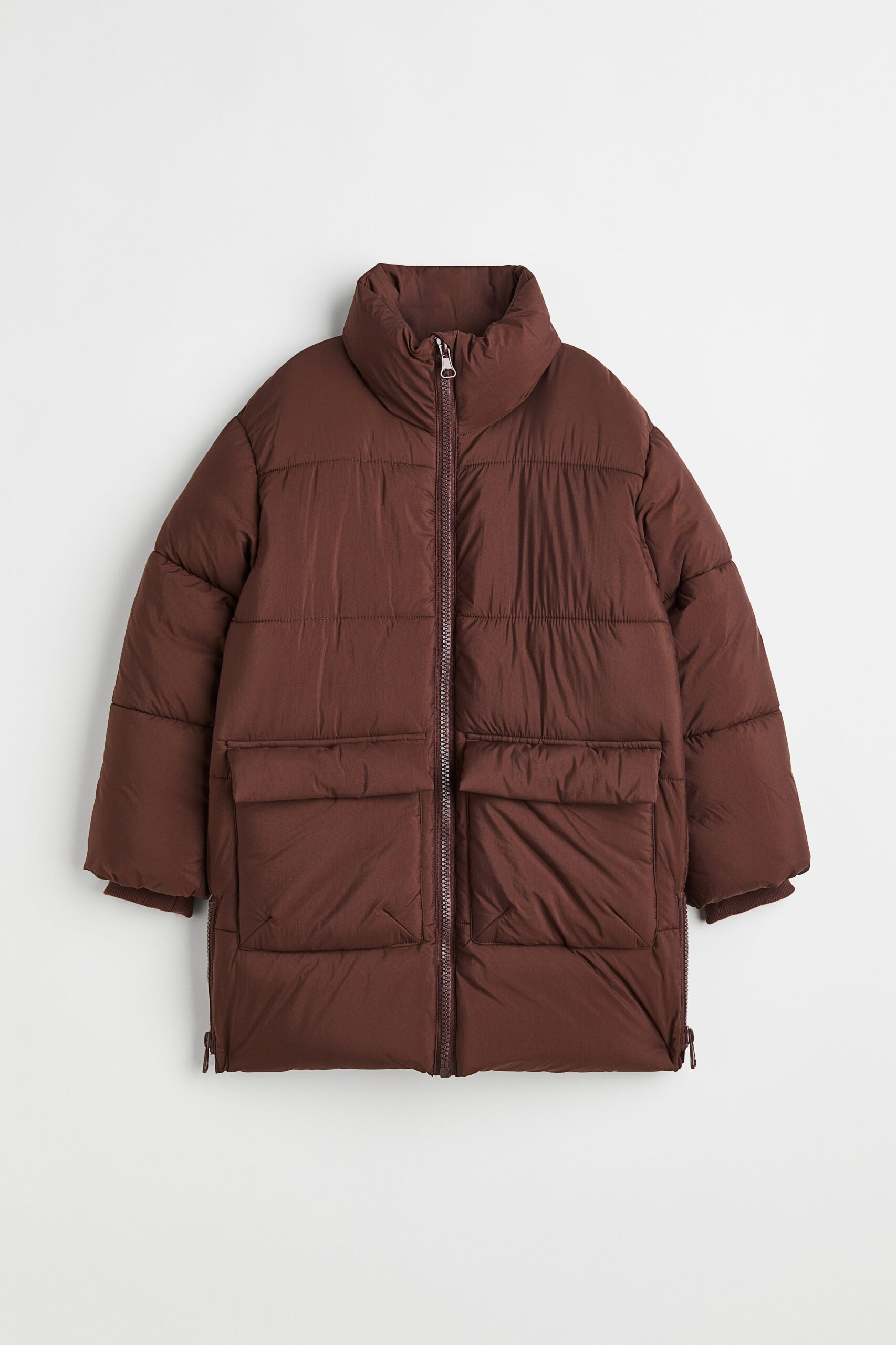 H & M - Pufferjack met ritsen - Donkerbruin
