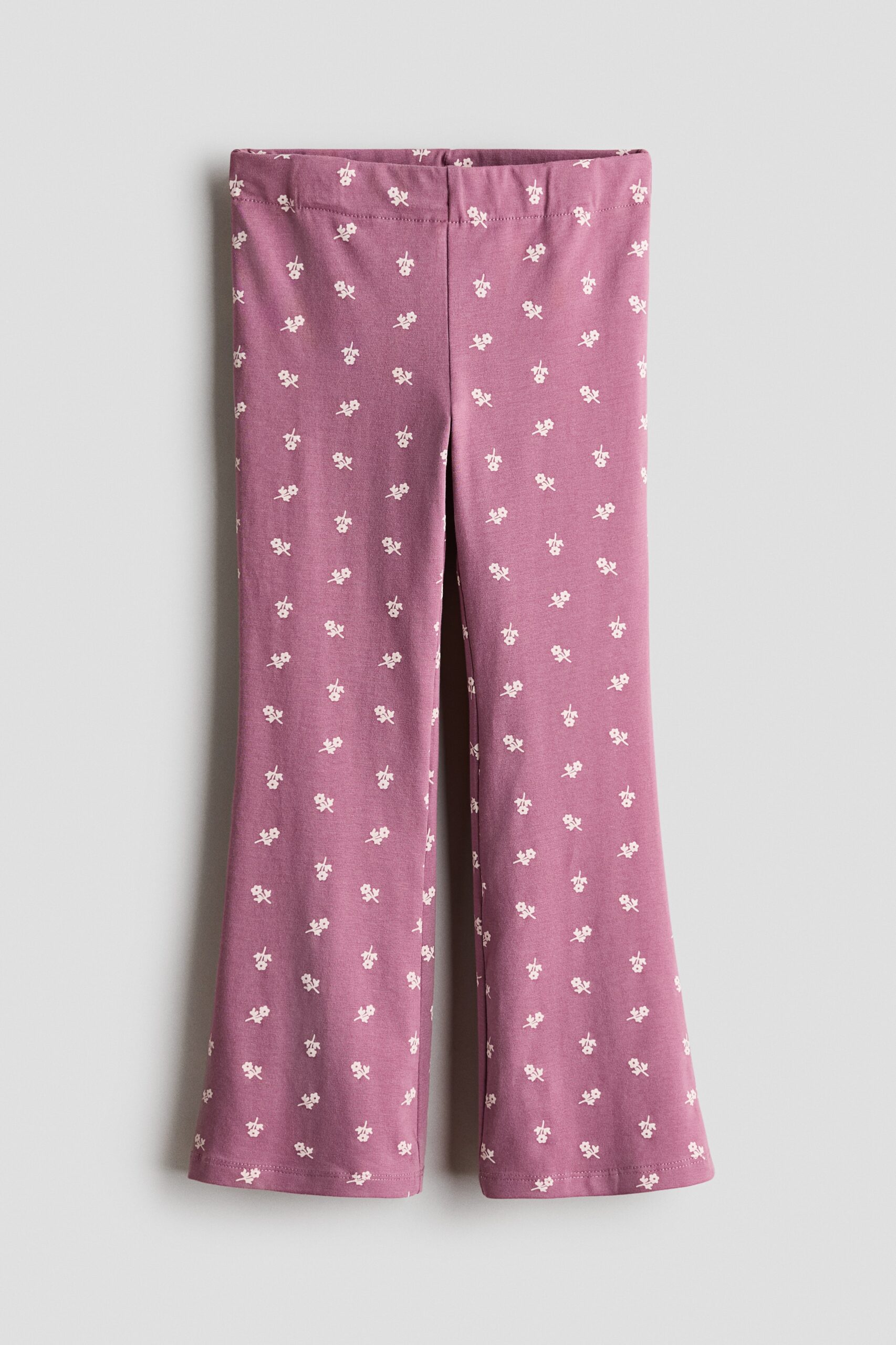 H & M - Flared katoenen legging - Dusty Paars/Bloemen