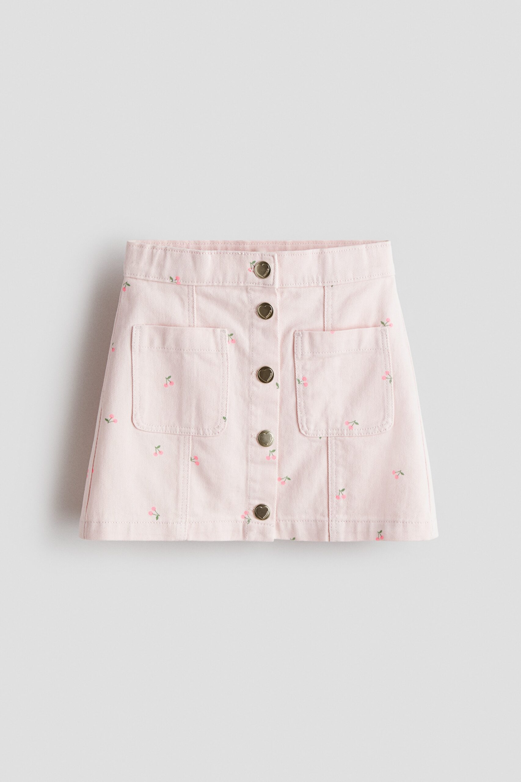 H & M - Rok van katoenen twill - Lichtroze/Kersen