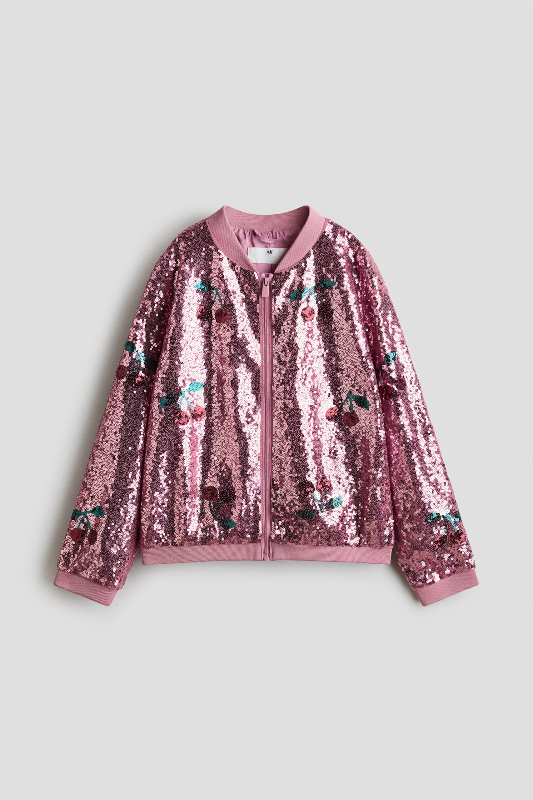 H & M - Pilotenjack met pailletten - Oudroze/Kersen
