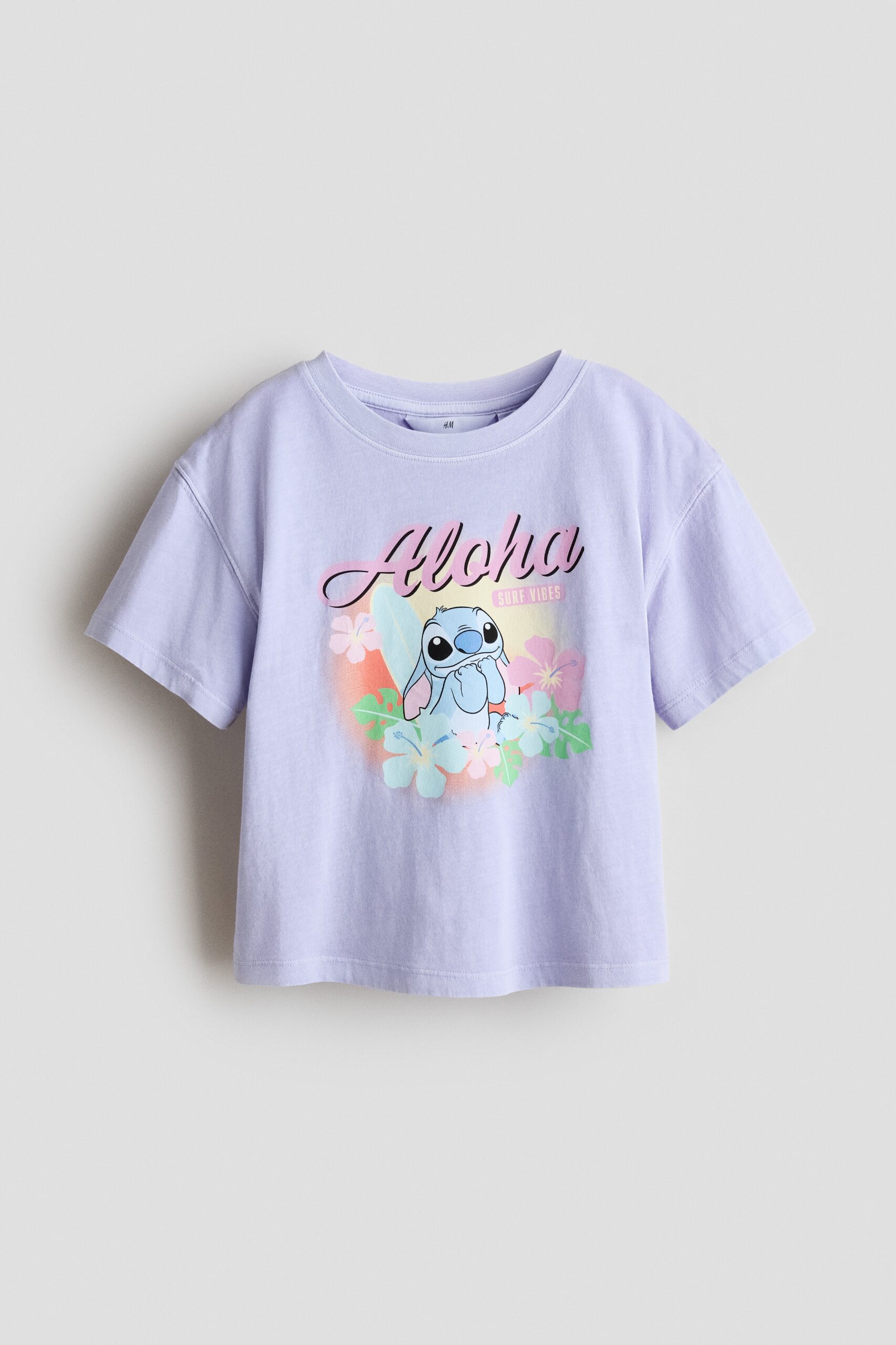 H & M - Katoenen T-shirt met print - Lichtpaars/Lilo & Stitch