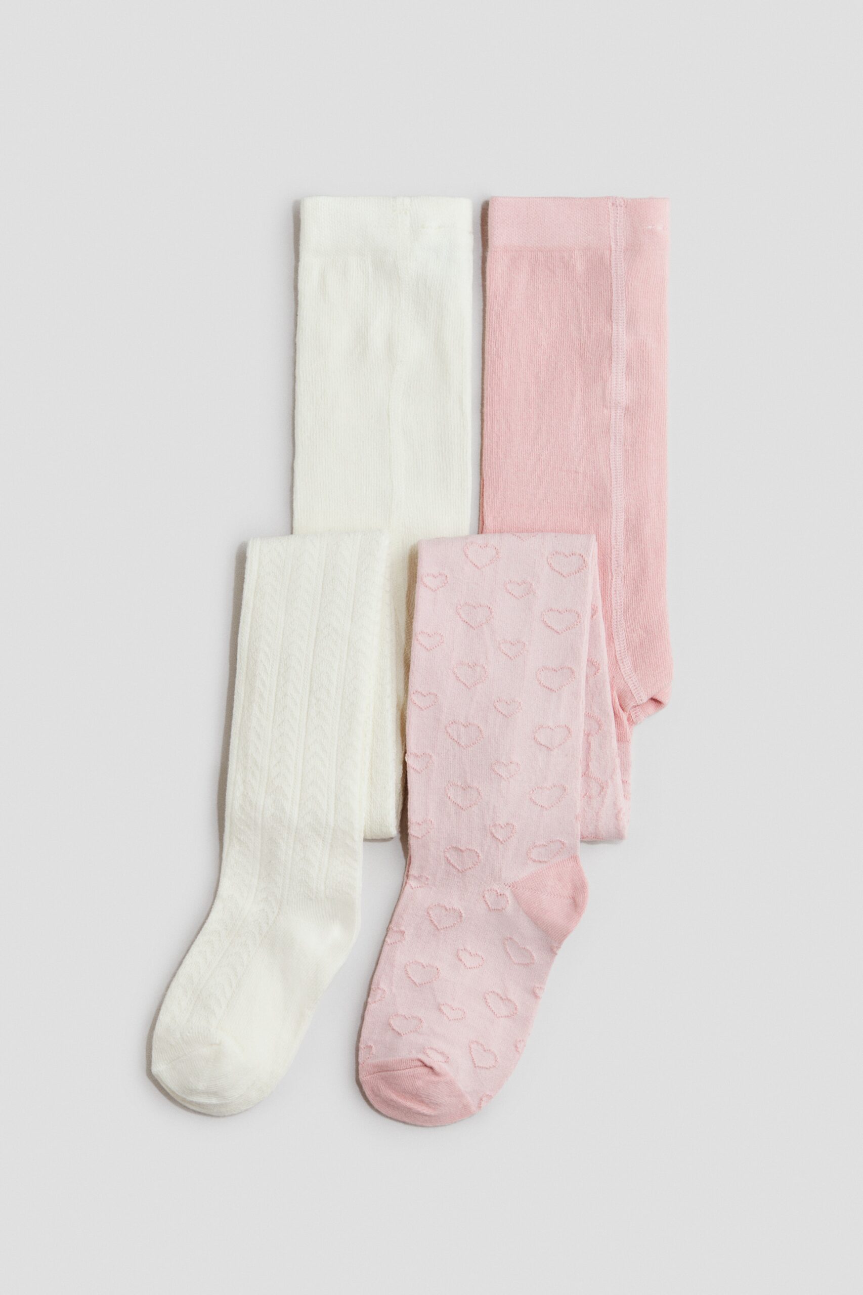 H & M - Set van 2 fijngebreide maillots - Lichtroze/Roomwit