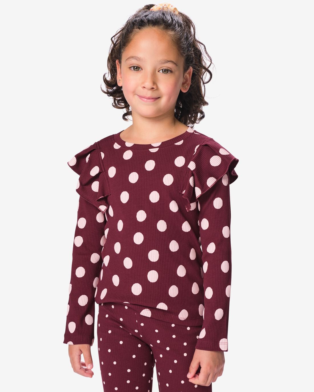 HEMA HEMA Kinder T-shirt Stippen Bordeauxrood