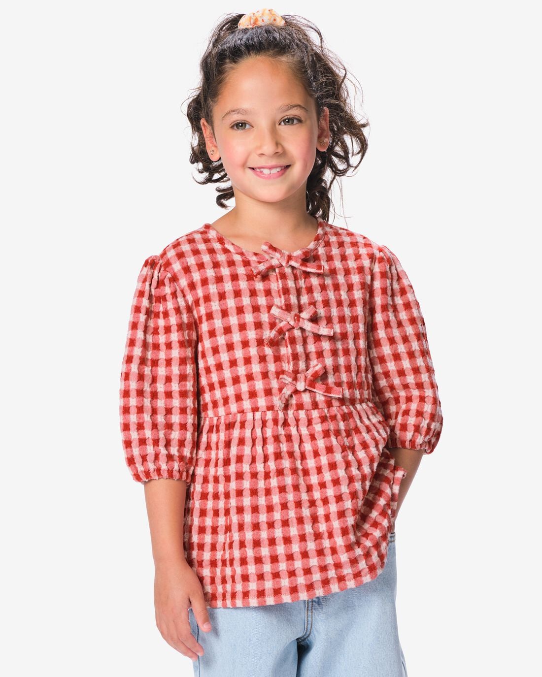 HEMA HEMA Kinderblouse Ruiten Roze