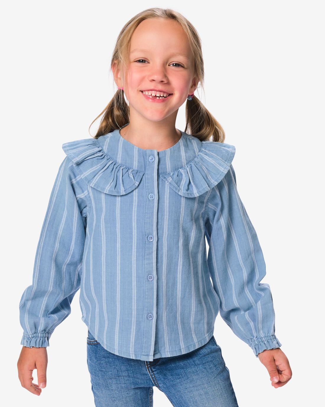 HEMA HEMA Kinderblouse Strepen Denim