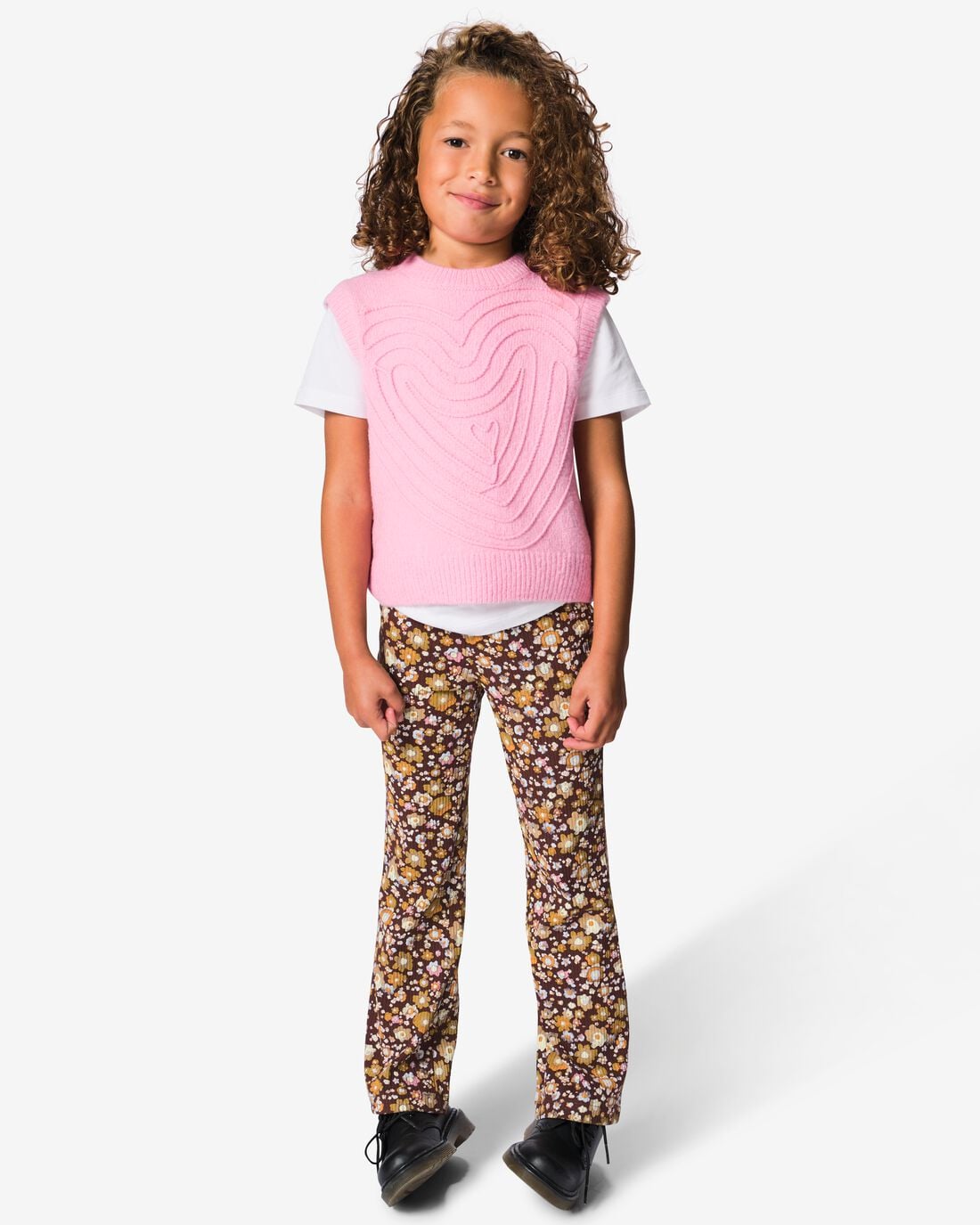 HEMA HEMA Kinderlegging Bootcut Bloemen Bruin