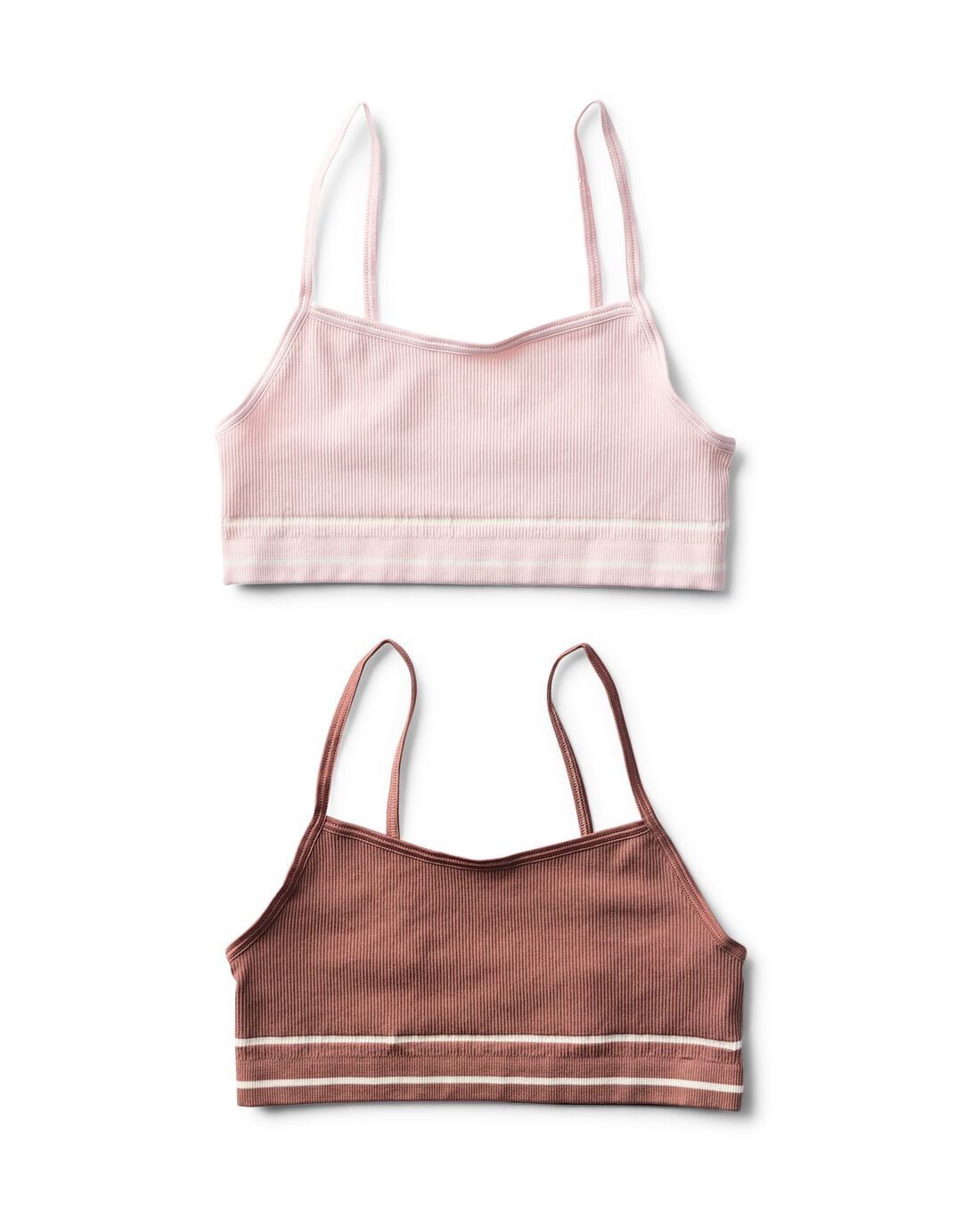 HEMA HEMA Kindertop Naadloos Rib - 2 Stuks Bruin