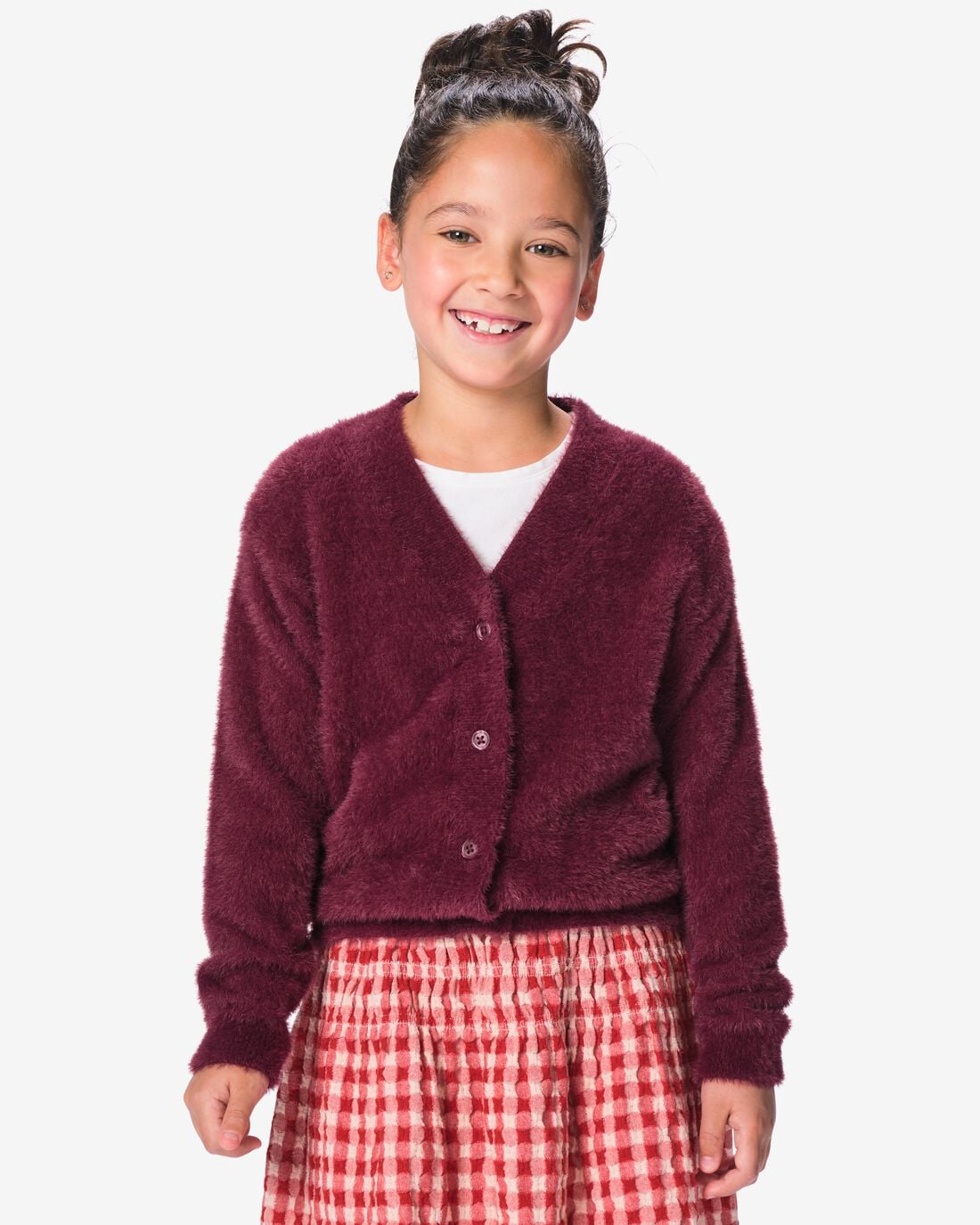 HEMA HEMA Kindervest Grofgebreid Bordeauxrood