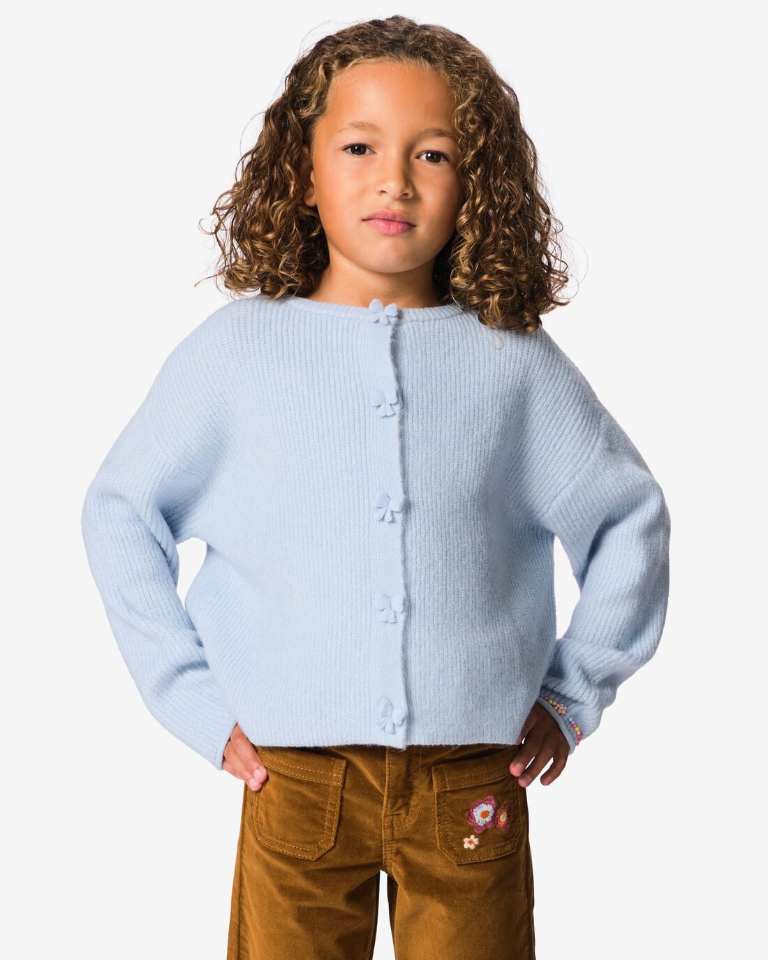 HEMA HEMA Kindervest Grofgebreid Lichtblauw