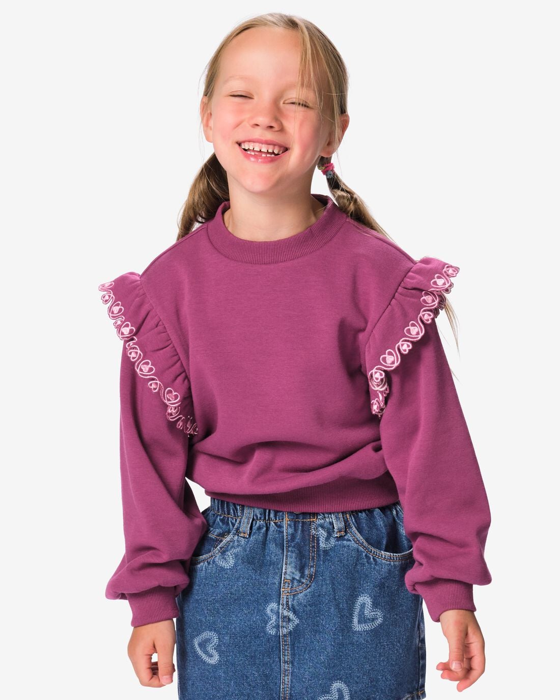 HEMA HEMA Kindertrui Sweatstof Donkerpaars